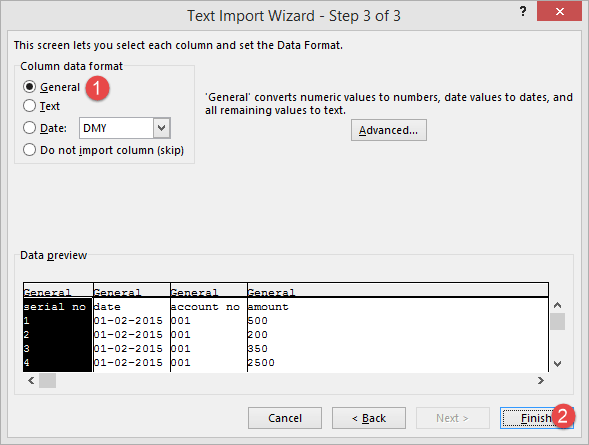 cửa sổ text import wizard trong excel