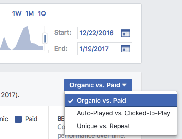 Facebook video metrics options