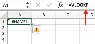 #NAME? Excel error message created from =VLOOKUP formula